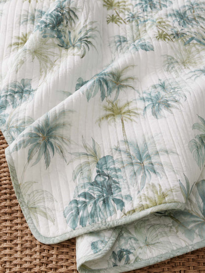 Tropical Palm Garden Quilted Blanket