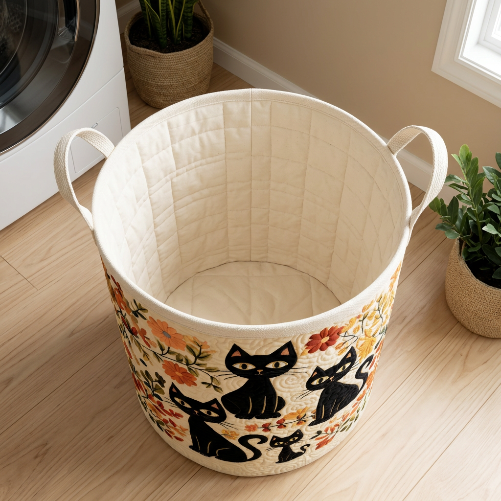 Gewatteerde wasmand Katten tussen de bloemen