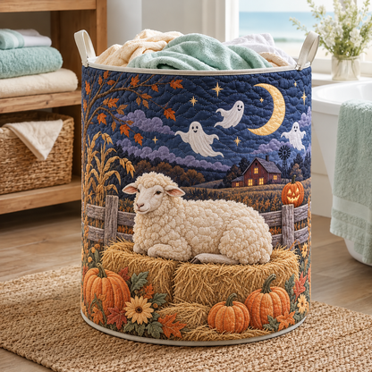 Gevoerde wasmand – Schaap in spookkostuum voor Halloween