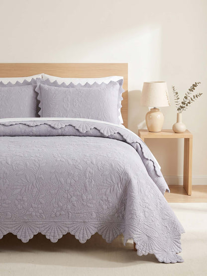 Serene Blossom 100% Cotton Floral Quilted Bedding Set