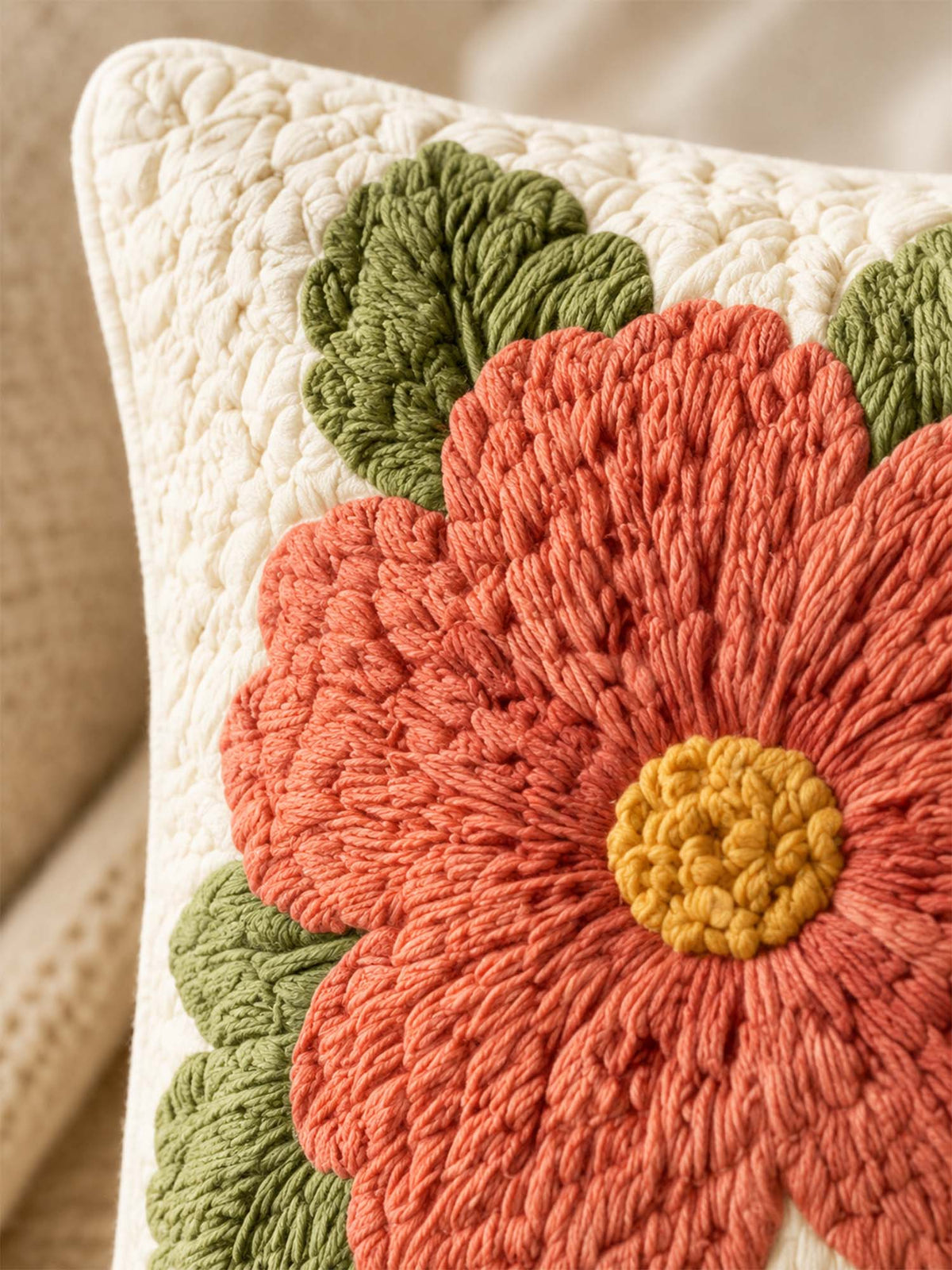 Flower Quilted Pillow Case