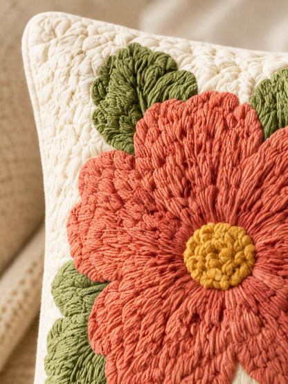 Flower Quilted Pillow Case