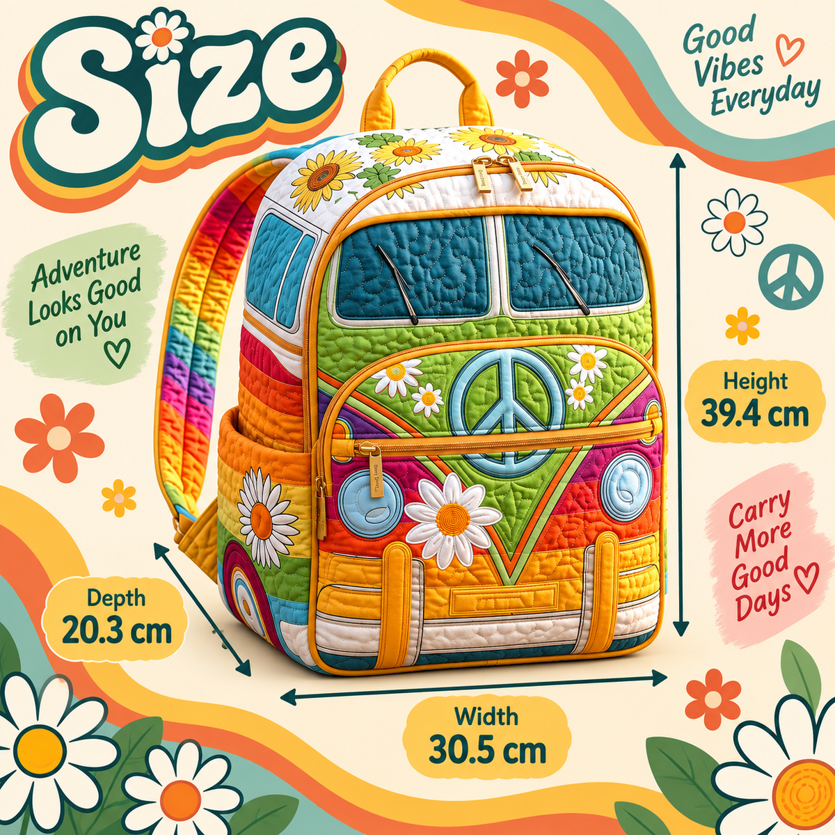 Quilted Boho Rucksack – Sunflowers and Daisies
