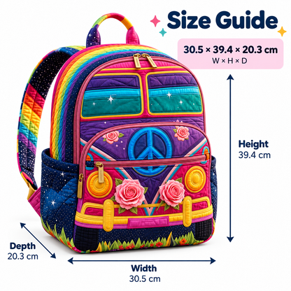 Quilted Boho Rucksack – Rainbow and Roses