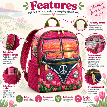 Quilted Boho Rucksack – Tulips at Dusk