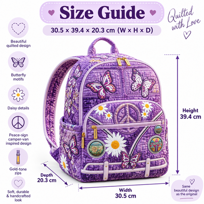 Quilted Boho Rucksack – Butterflies and Peace