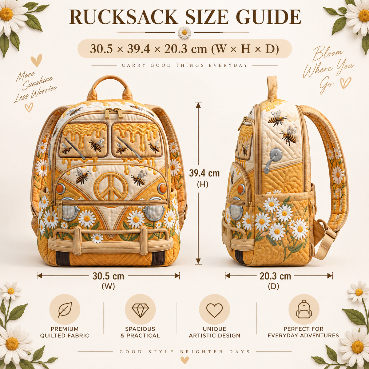 Quilted Boho Rucksack – Bees and Honey