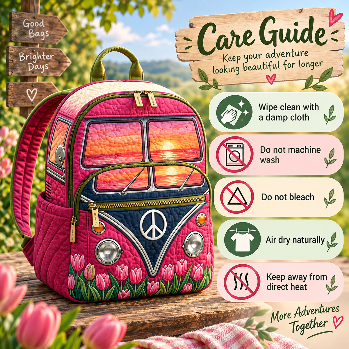 Quilted Boho Rucksack – Tulips at Dusk