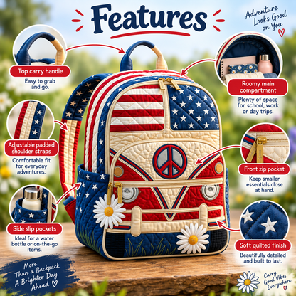 Quilted Boho Rucksack – Stars and Daisies