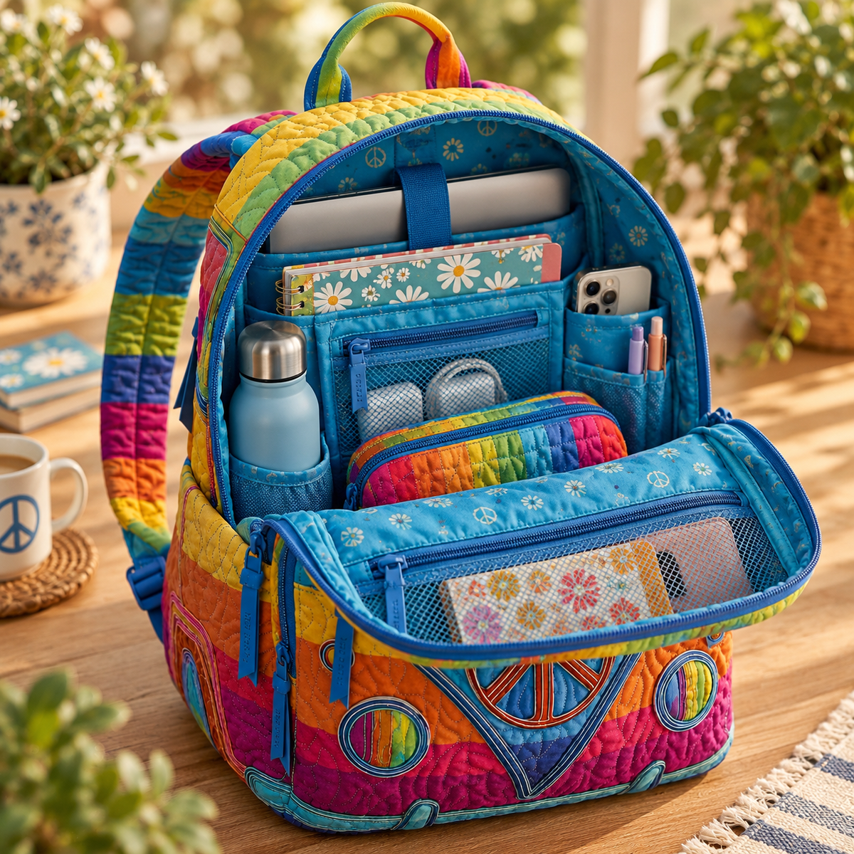 Quilted Boho Rucksack – Rainbow