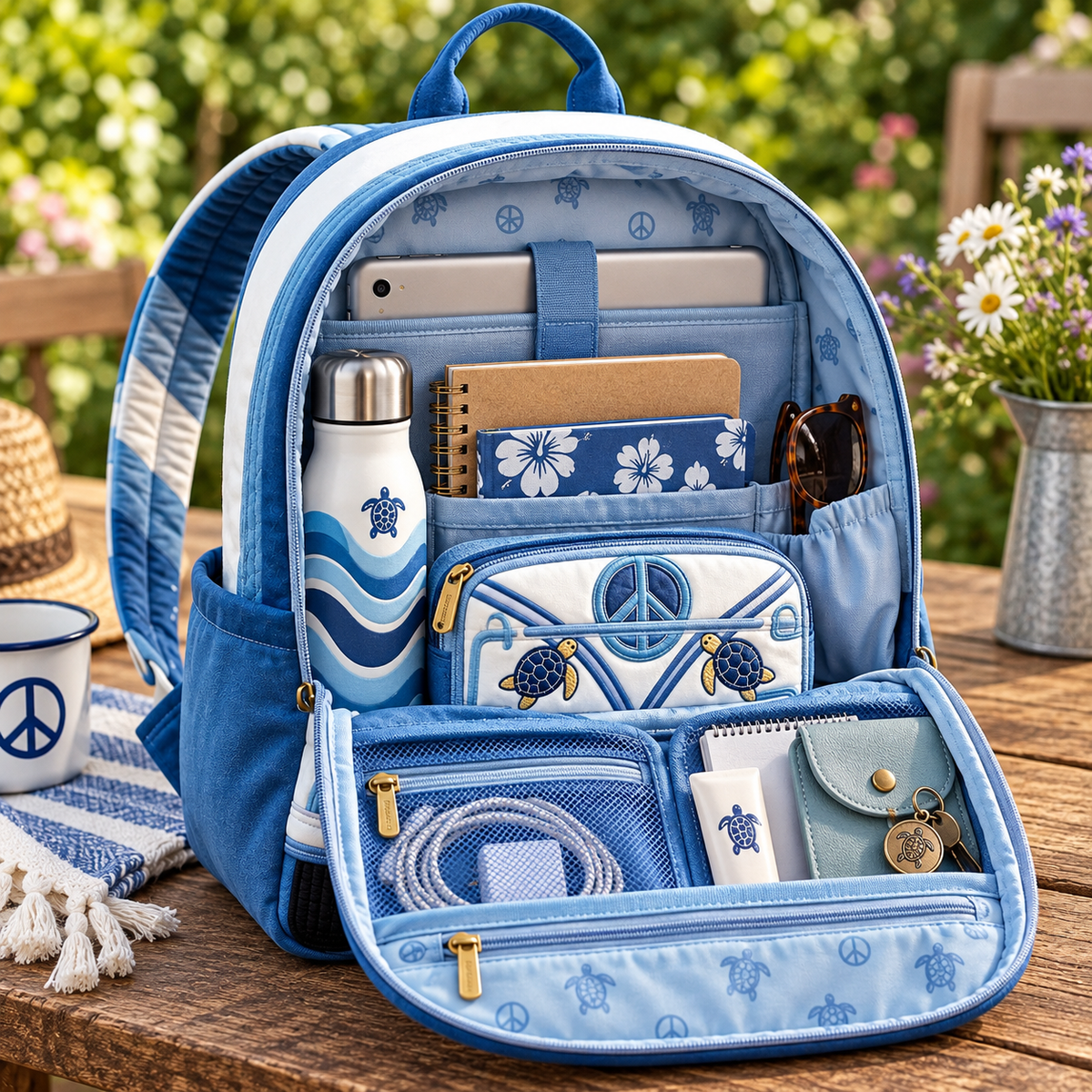 Quilted Boho Rucksack – Calm Seas
