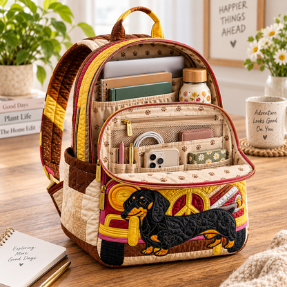 Quilted Boho Rucksack – Dachshund