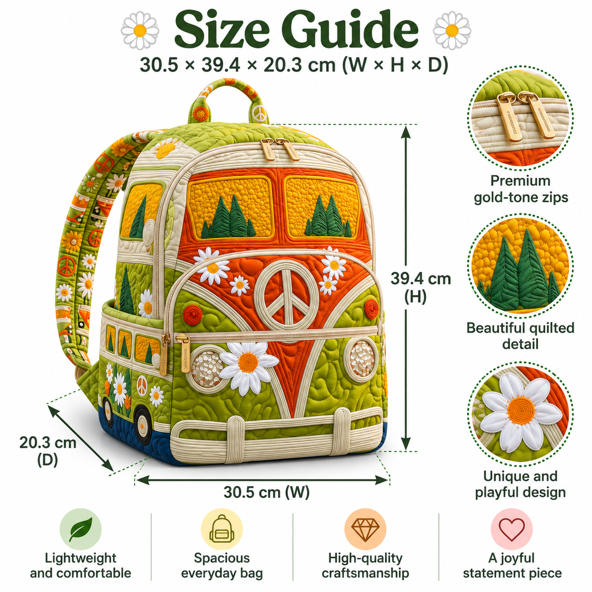 Quilted Boho Rucksack – Bus in the Woods