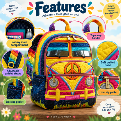 Quilted Boho Rucksack – Bus in the Sunlight