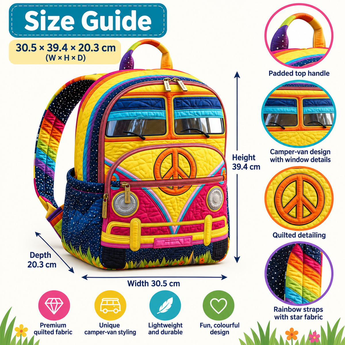 Quilted Boho Rucksack – Bus in the Sunlight