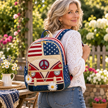 Quilted Boho Rucksack – Stars and Daisies