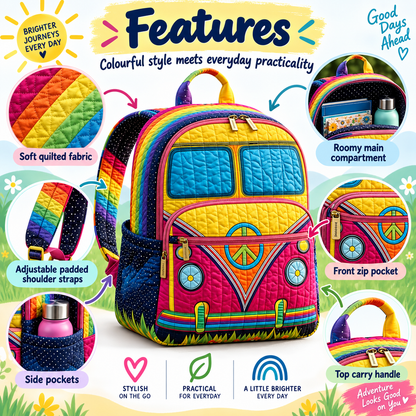 Quilted Boho Rucksack – Colourful Bus
