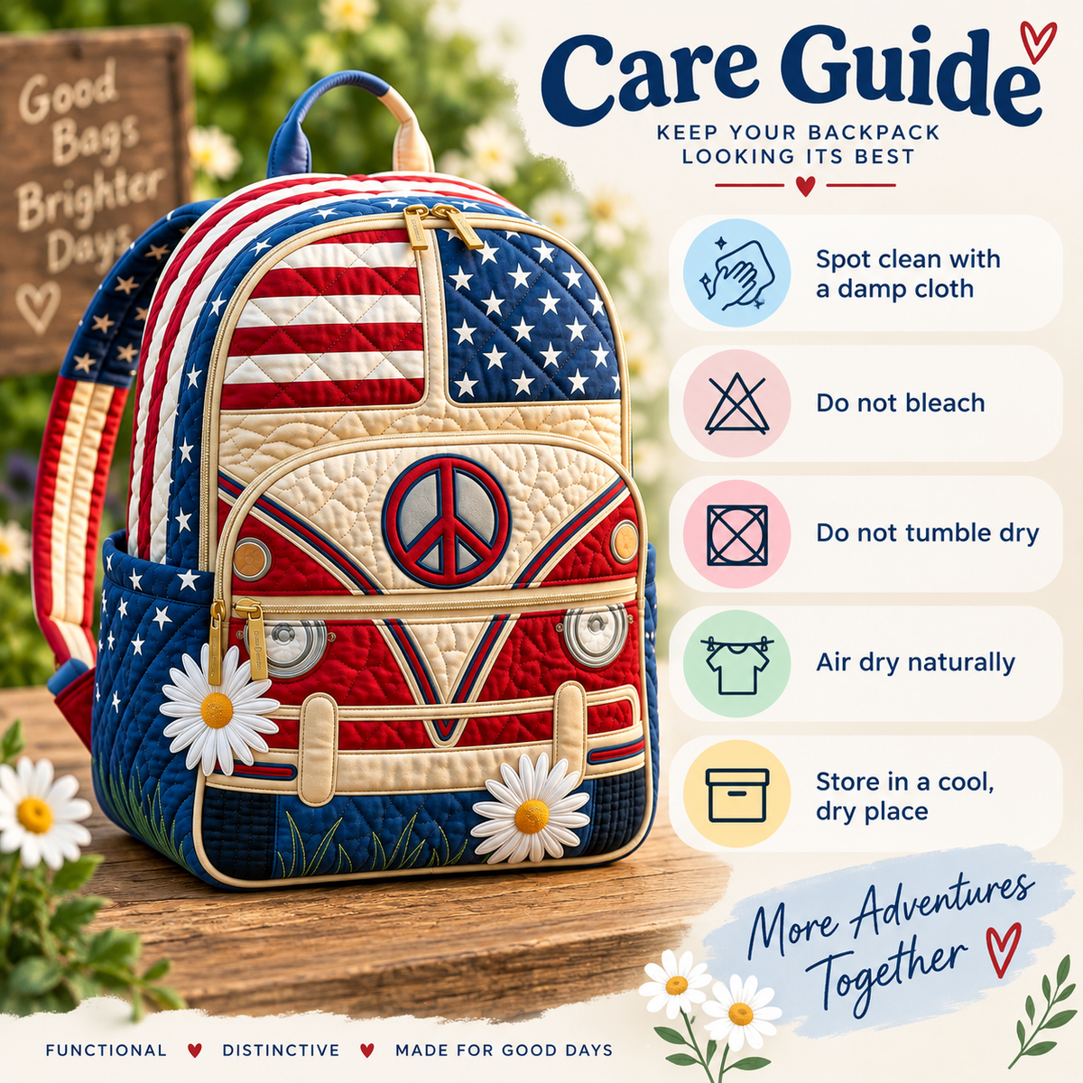 Quilted Boho Rucksack – Stars and Daisies