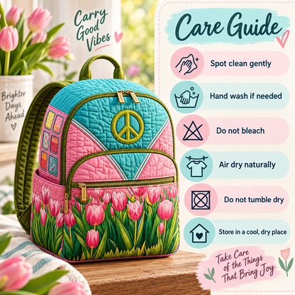 Quilted Boho Rucksack – Tulips and Tranquility