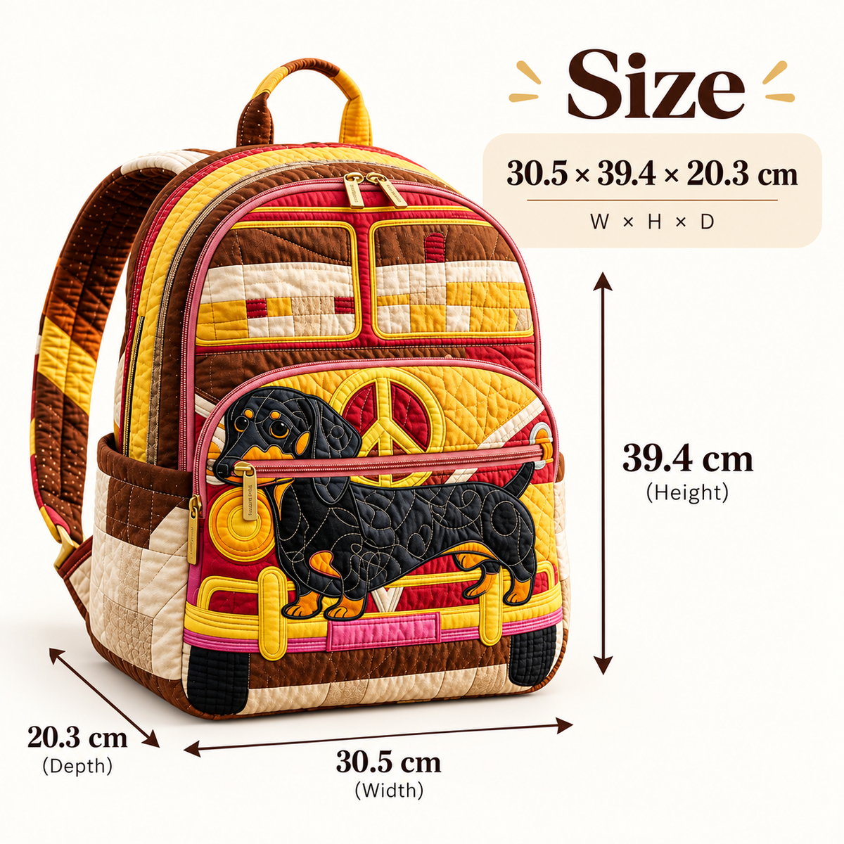 Quilted Boho Rucksack – Dachshund