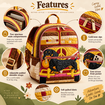 Quilted Boho Rucksack – Dachshund
