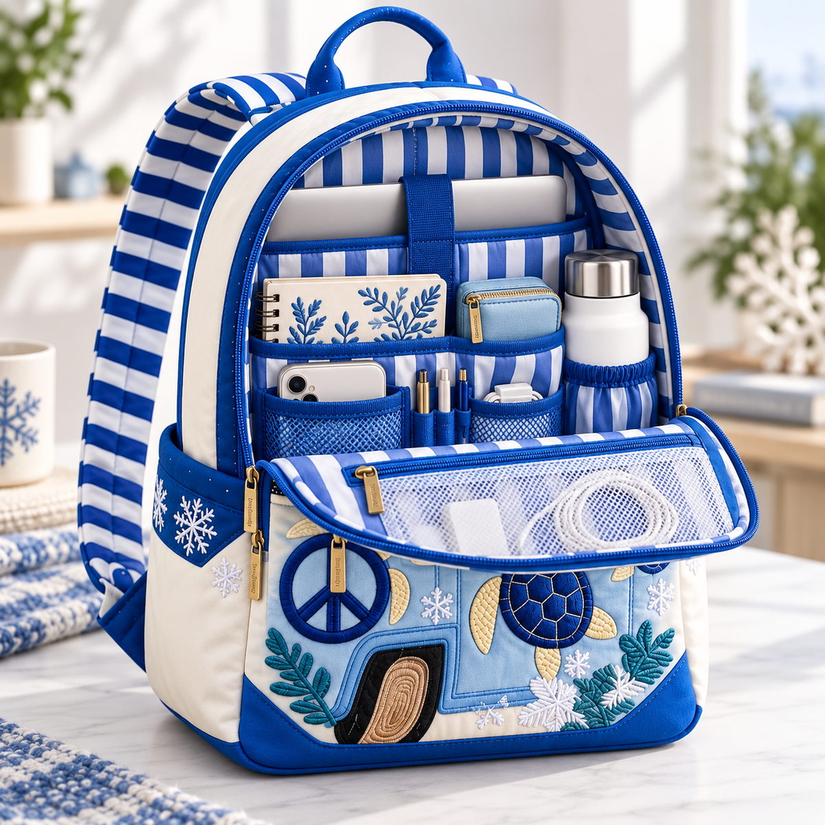 Quilted Boho Rucksack – Sea Turtle