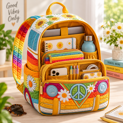Quilted Boho Rucksack – Sunflowers and Daisies