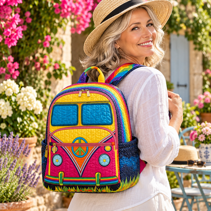 Quilted Boho Rucksack – Colourful Bus