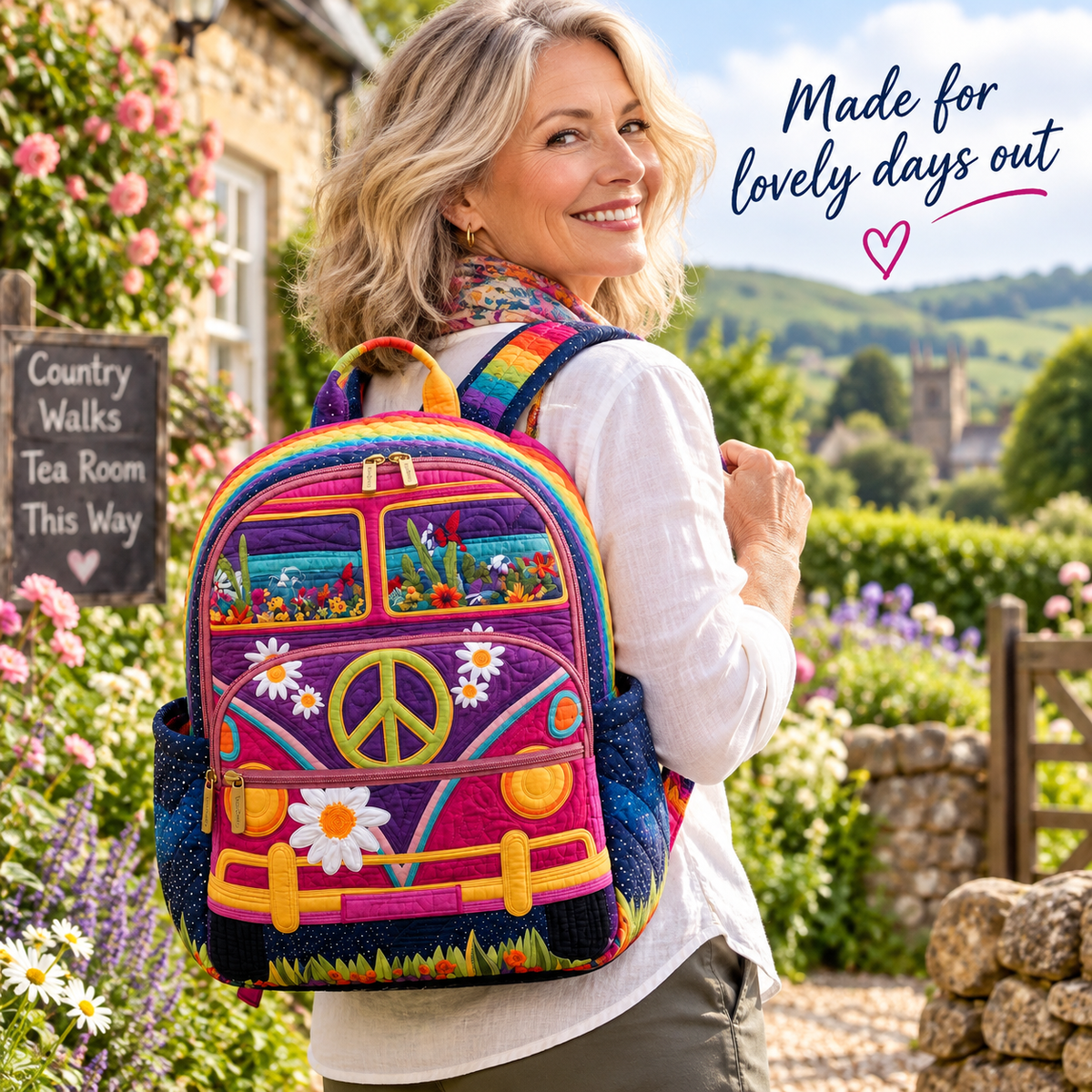 Quilted Boho Rucksack – Wildflower Garden