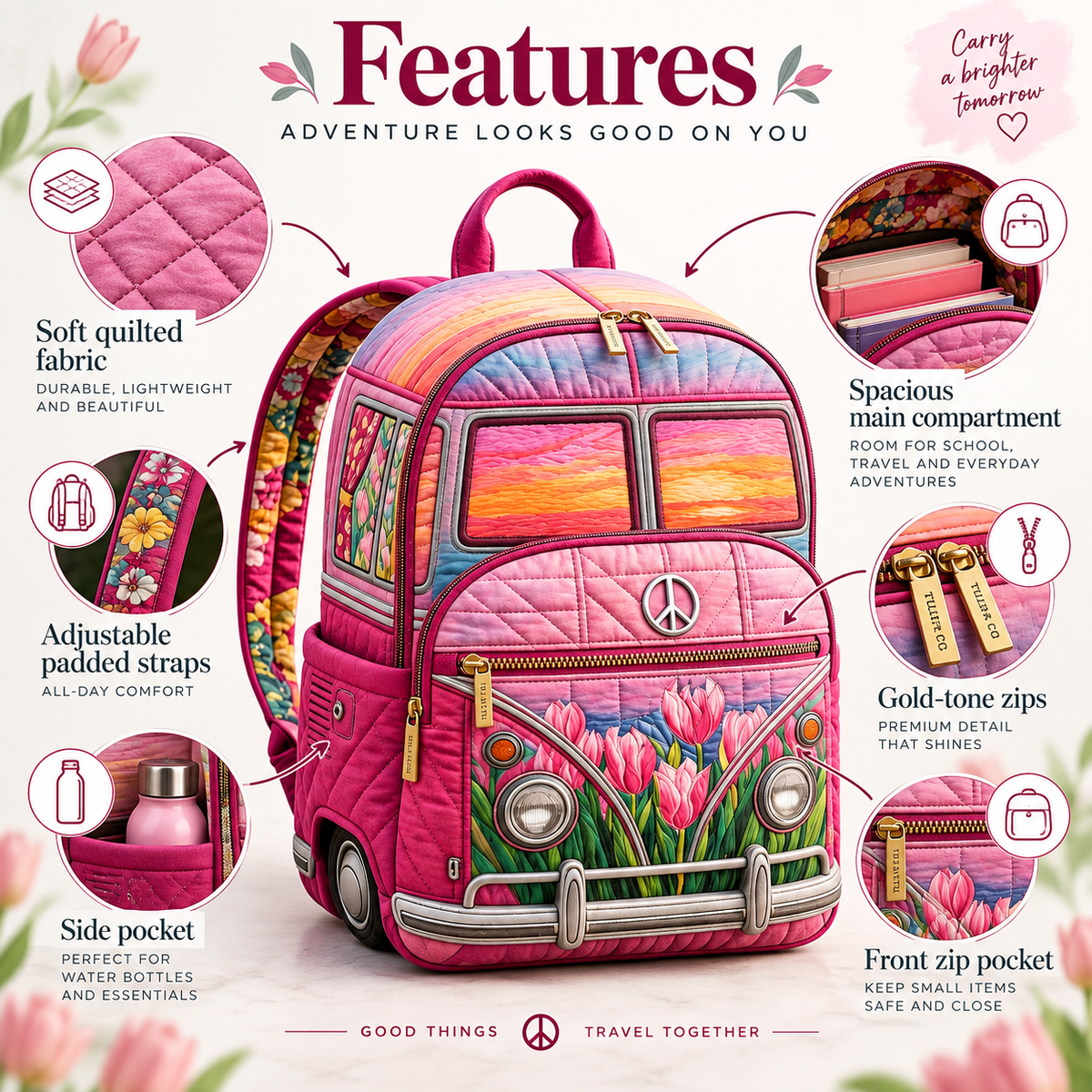 Quilted Boho Rucksack – Rose Dawn