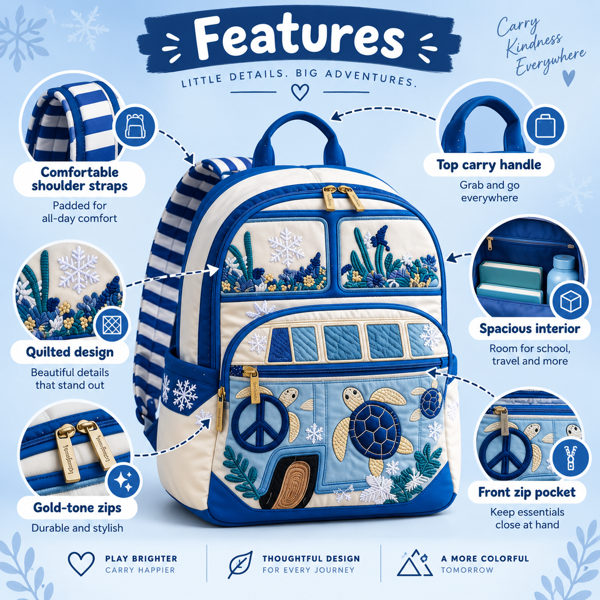Quilted Boho Rucksack – Sea Turtle