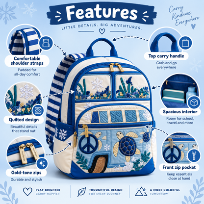 Quilted Boho Rucksack – Sea Turtle