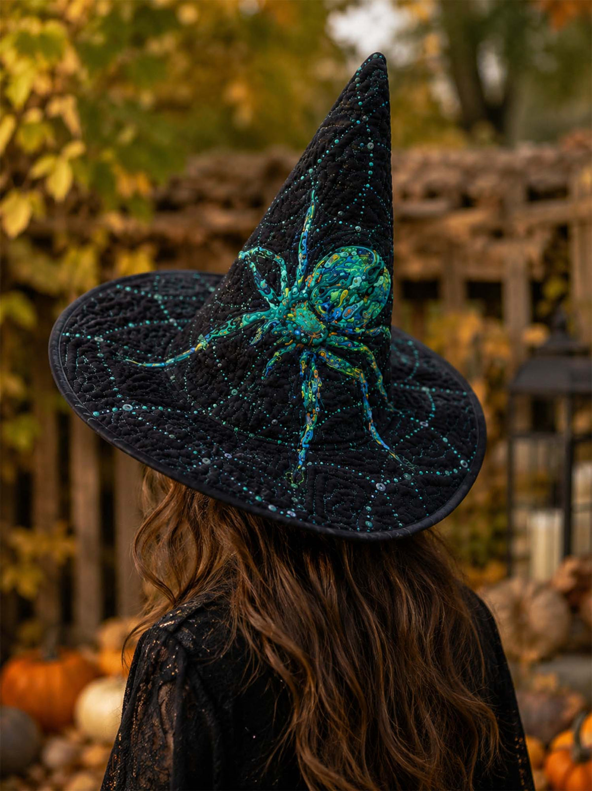 H.PAI Mystic Spider Web Quilted Gothic Witch Hat