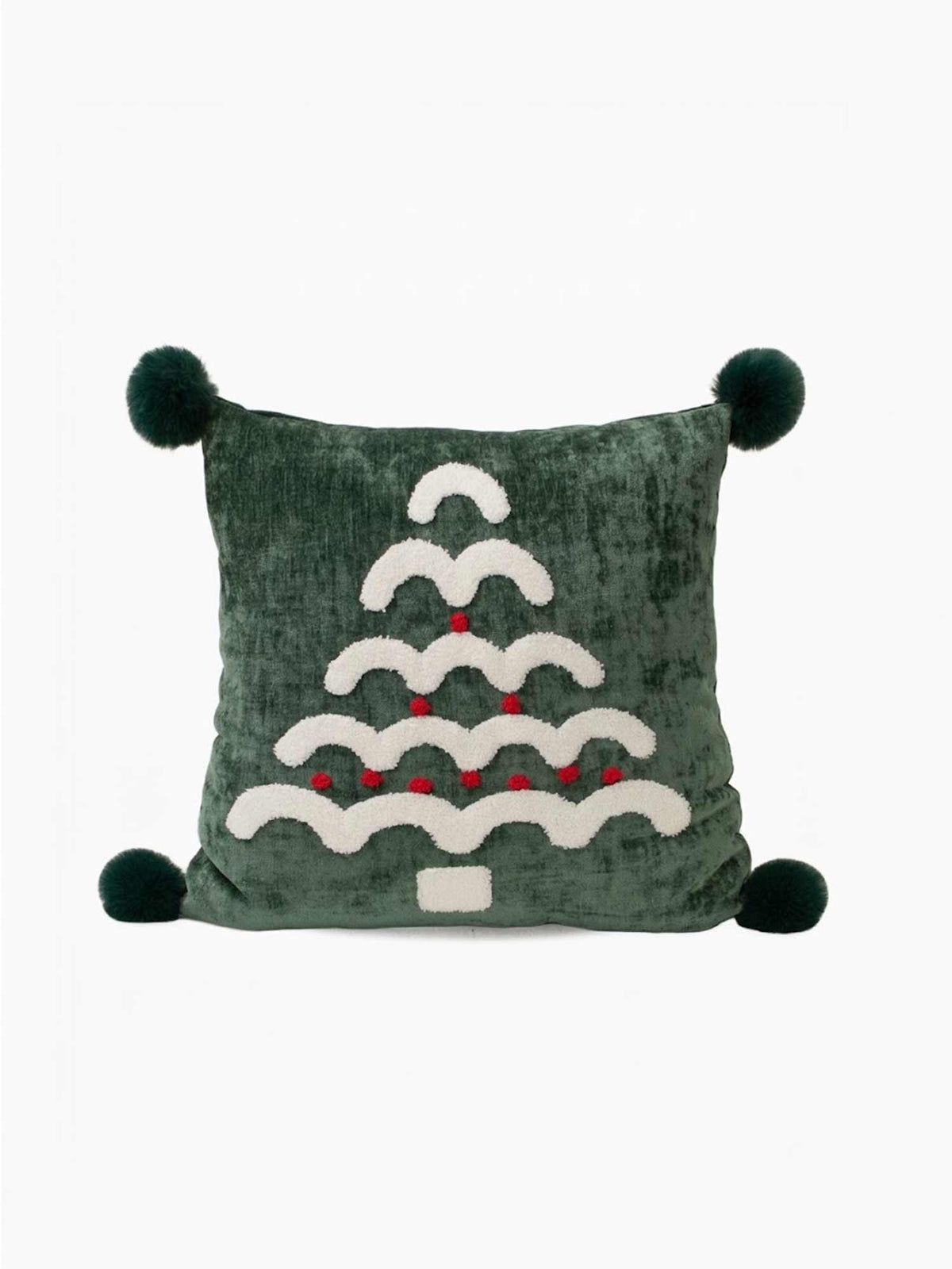 Christmas Tree Tufted Pom Pom Pillow Cover