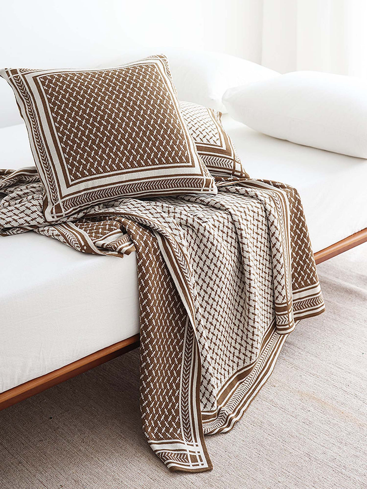 Geometric Knit Throw Blanket & Pillow Cover Set