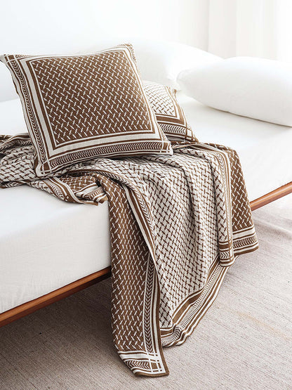 Geometric Knit Throw Blanket & Pillow Cover Set