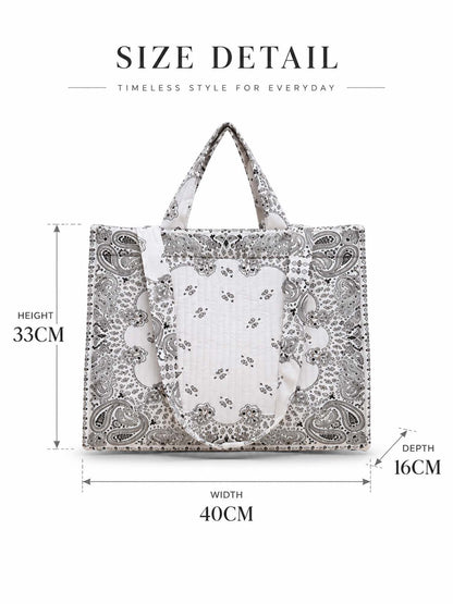 Vintage Bandana Paisley Quilted Tote Bag