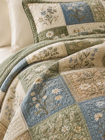 Wildflower Meadow Quilted 3-Piece Bedding Set
