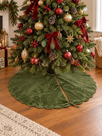 Scalloped Velvet Christmas Tree Skirt