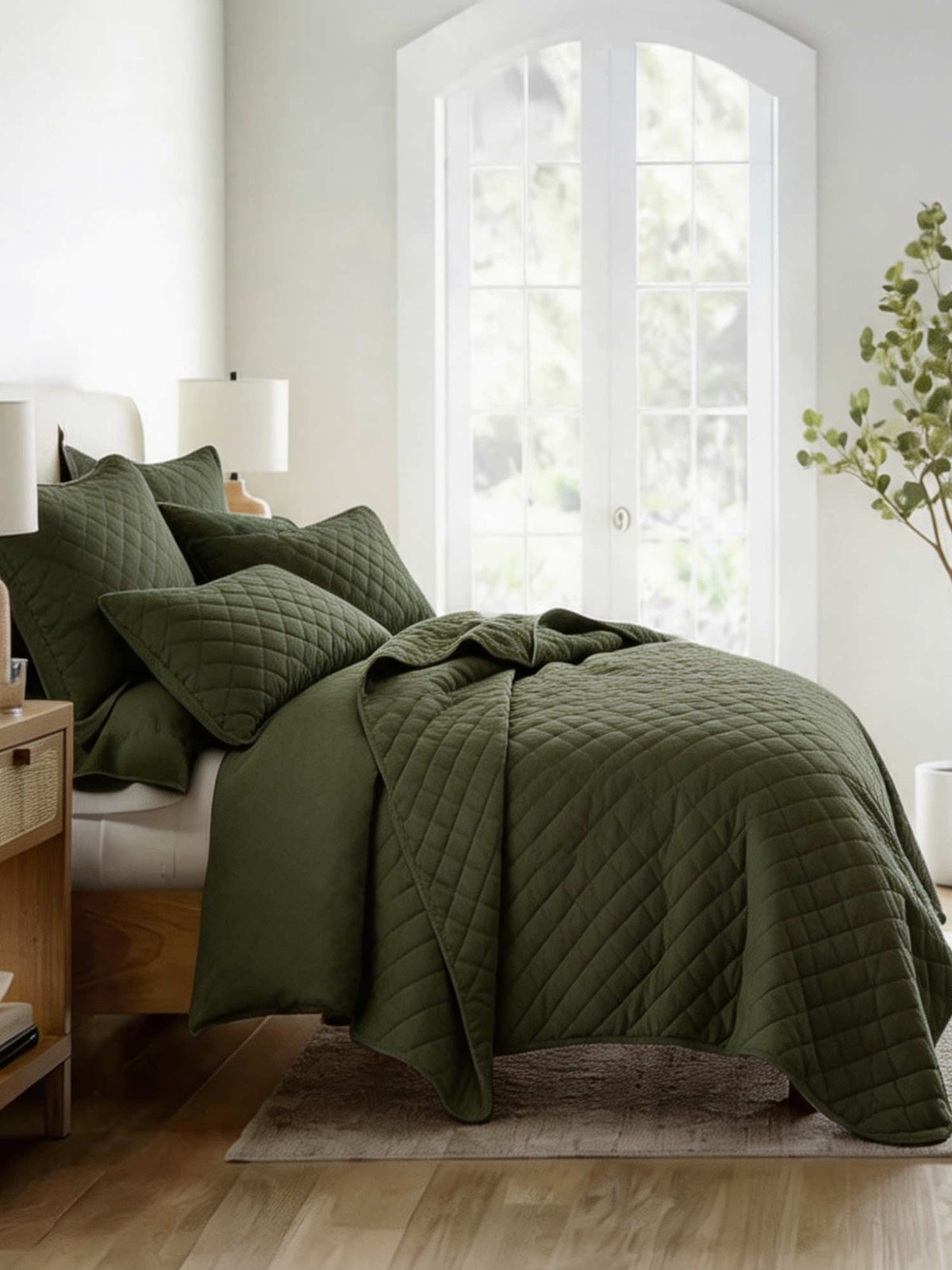 3-Piece Diamond Stitch Quilted Coverlet Set