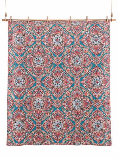 Turquoise Boho Medallion Reversible 100% Cotton Quilted Bedding Set