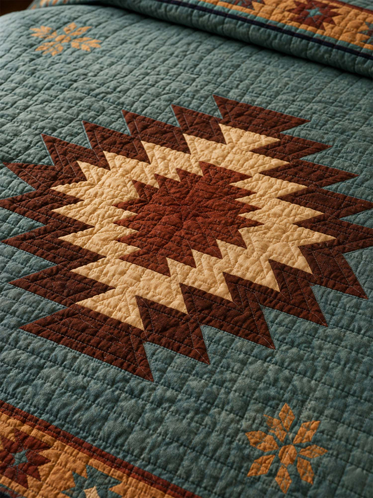 H.PAI Desert Aztec Star Quilted 3-Piece Bedding Set