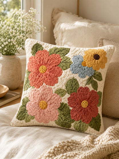 Flower Quilted Pillow Case