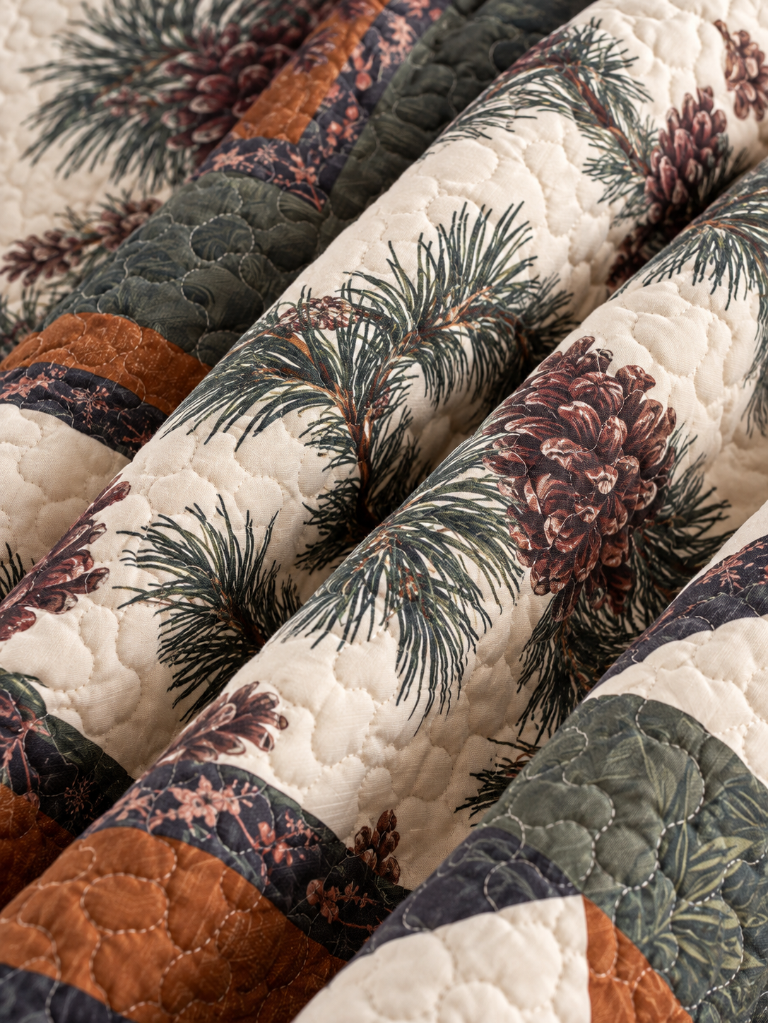Pinecone Forest Patchwork Quilted 3-Piece Bedding Set