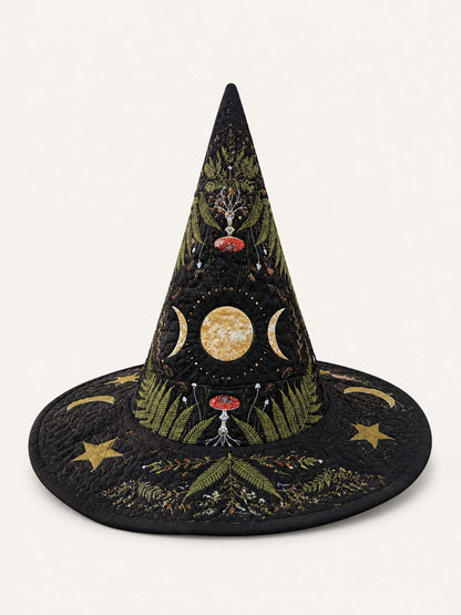 H.PAI Dark Forest Mushroom Witchcore Handcrafted Quilted Witch Hat
