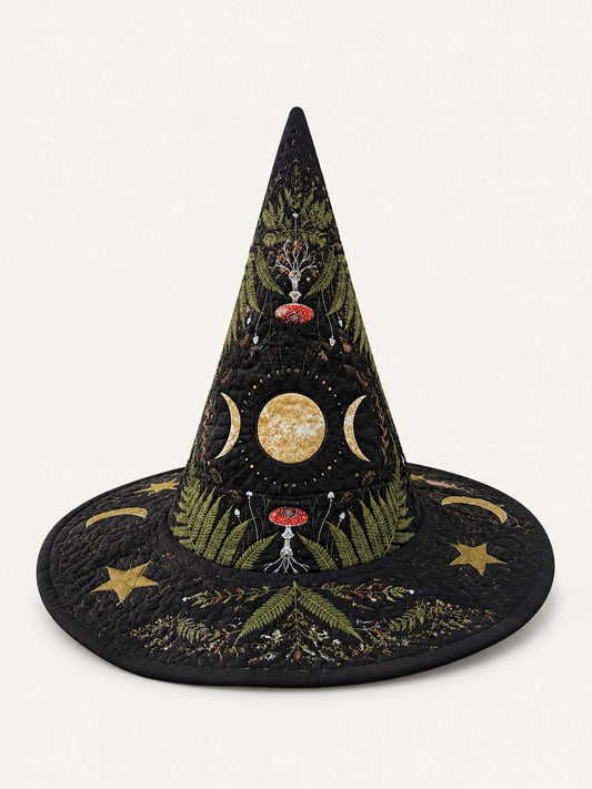 H.PAI Dark Forest Mushroom Witchcore Handcrafted Quilted Witch Hat