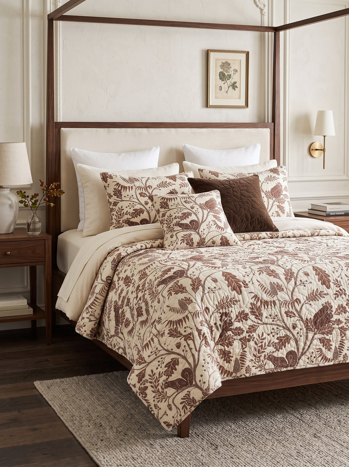 Woodland Animals and Leaves Quilted 3-Piece Bedding Set