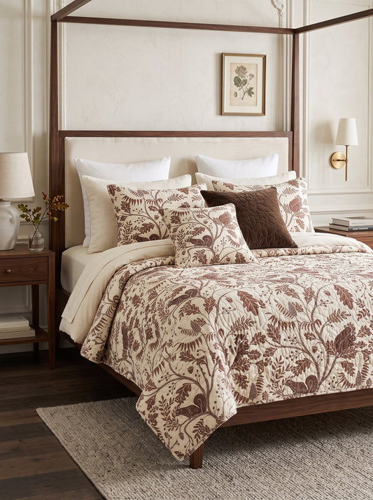 Woodland Animals and Leaves Quilted 3-Piece Bedding Set