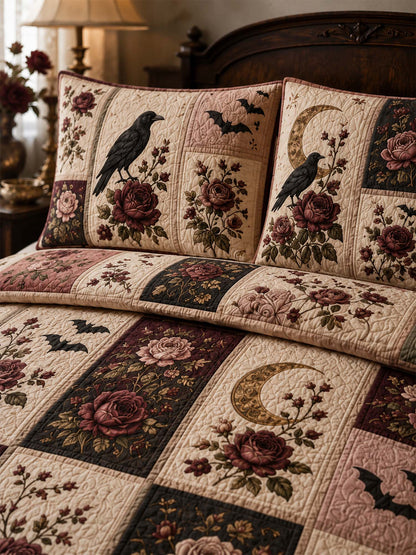 H.PAI Raven Rose Moonlight Quilted 3-Piece Bedding Set