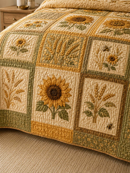 Sunflower Quilted 3-Piece Bedding Set